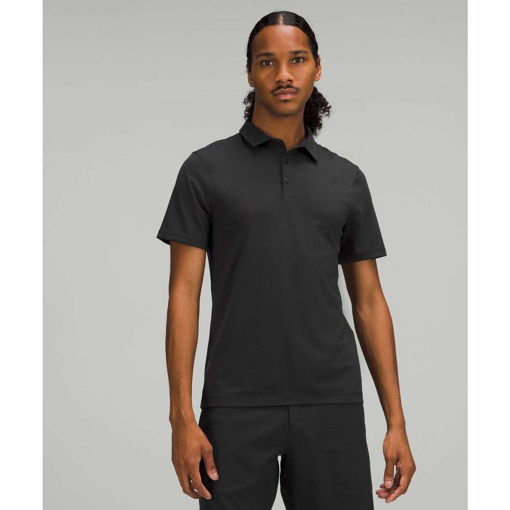 Lululemon Evolution Short Sleeve Collared Polo Shirt Top Black Mens Size Small